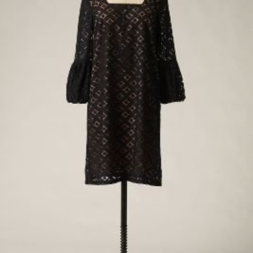 Anthropologie Anna Sui Black Lace Shift Dress 0